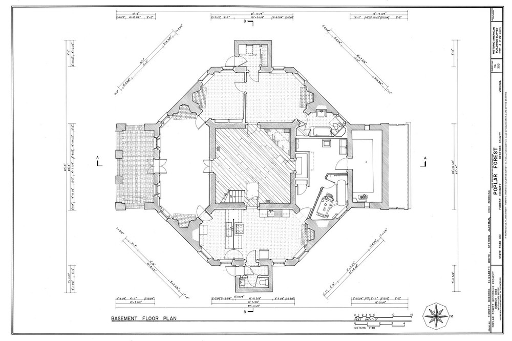 Poplar Forest by Thomas Jefferson, octagon Colonial country house detailed plans