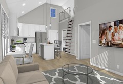 Garage Apartment (ADU) – 1 BR/1BA w/ Loft – Full House Plans, Blueprints #30010A