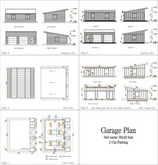 30×20 Garage Shed Plan 9×6 Meter 2 Car Shed Roof PDF Plans (A4 Hard Copy)