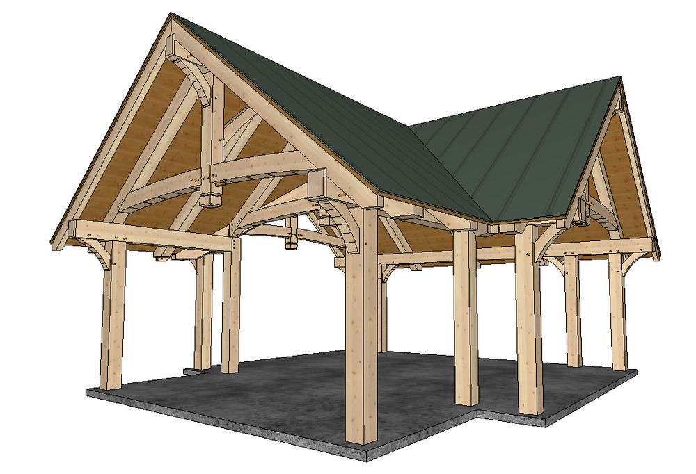 18′ x 24′ 3 Gable Timber Frame Pavilion DIY Building Plans, Downloadable PDF