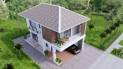 22.5×33 Feet Small House Plan 6.9×10 Meter 2 Beds 3 Bath Hip Roof (A4 Hard Copy)