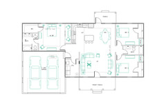 Ranch House Plans 1673 SF 3 Bed 2 Bath Split BR Front Garage (Blueprints) 1007GF