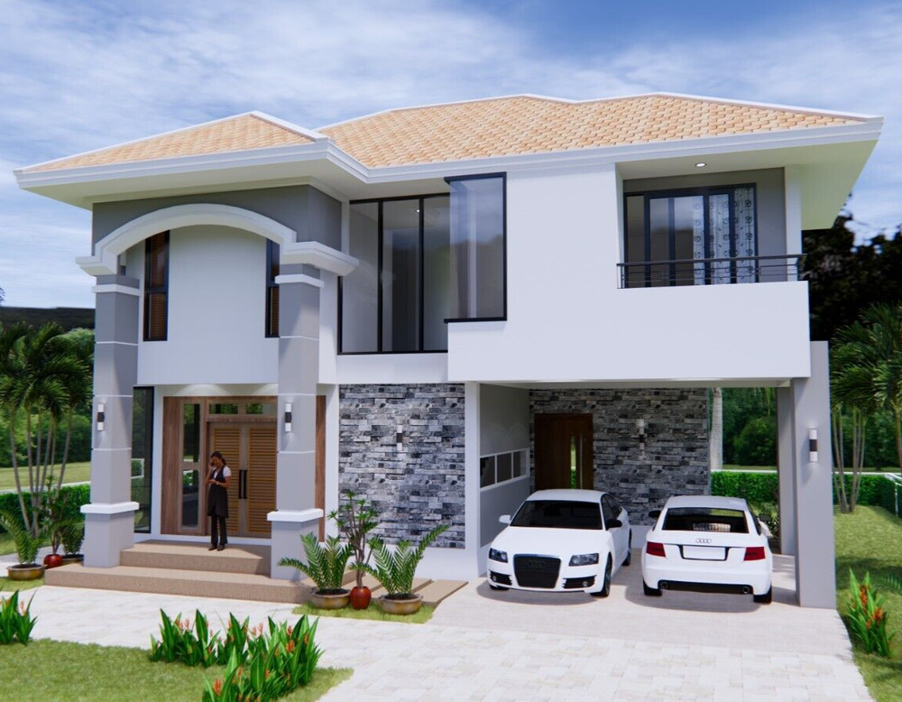 36×26 Feet House Plans 11×8 Meter 3 Beds 2 Bath Hip Roof PDF Plan (A4 Hard Copy)
