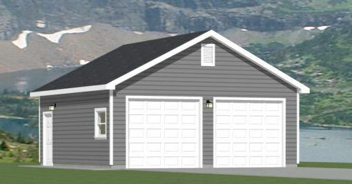 24×24 2-Car Garage — 576 sqft — 9ft Walls — PDF Floor Plan — Model 1H