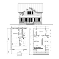 Two Story Farmhouse Plan 4 bed 4 bath (58×35′) Custom House Plans and Blueprints