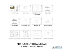 22×28 Lean Modern Cabin Custom Architectural Plans 616SF – PDF Download