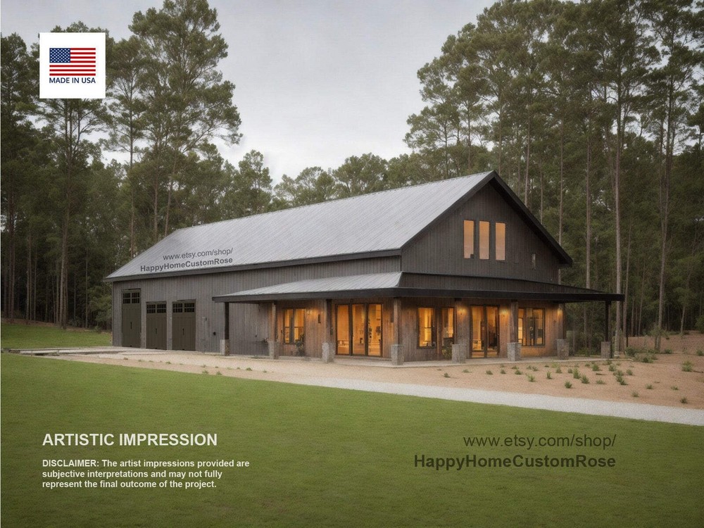 Brentwood Barn Barndominium House Plan – 100×36, 4 Bed 3 Bath – Modern Open Floo