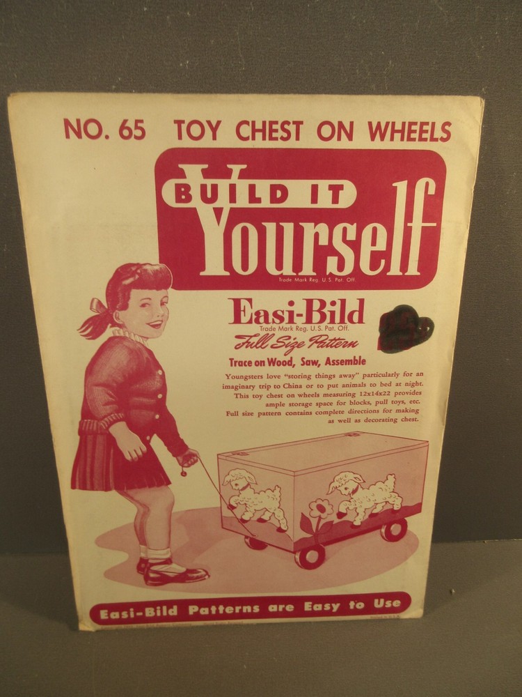 1952 Easi-Bild No 65 Toy Chest On Wheels Build It Yourself Plans