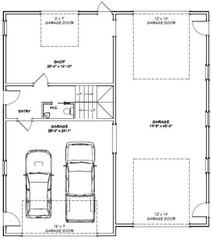 44×48 Apartment with 2-Car 1-RV Garage – PDF FloorPlan – 1,645 sqft – Model 5B