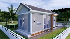 13×30 Small House Plans 4×9 Meter 2 Bed 1 Bath Gable Roof PDF & (A4 Hard Copy)