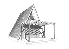 22’x38’ 2 Beds, 1 Bath Small A-Frame Cabin Architectural Build Plans PDF.