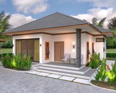 35×35 Feet House Plan 10.7×10.5 Meter 2 Beds 2 Baths Hip roof PDF (A4 Hard Copy)
