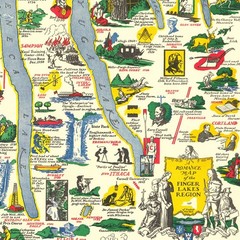 Finger Lakes New York Illustrated Map Vintage Pictorial Regional History Artwork