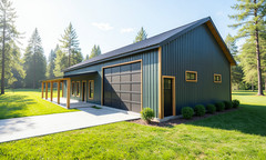 Modern Barndominium Plan: 1,218 (Living) Sqft -2 Bed- 2 Bath- 2 Car Garage