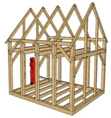 Timber Frame Shed Plans size 12′ x 14′ two doors, printed plans on 8 1/2×11 new
