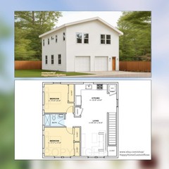 Two Car ADU Garage Apartment 30′ x 30′ – Architectural Plan with Elevations & Ma