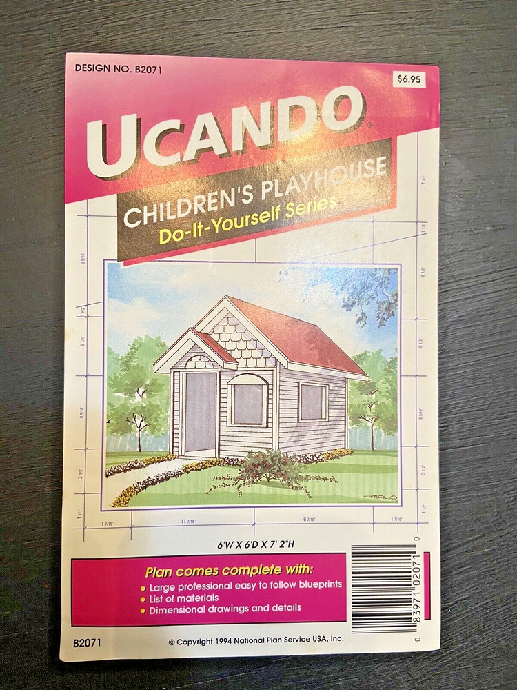 UCANDO NATIONAL Do It Yourself Series Children’s Playhouse Plans Design B2071
