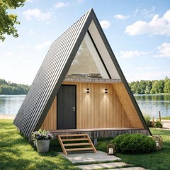 Modern A-Frame Cabin Plans – Scandinavian Triangle Cottage Blueprint