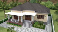 One Story House Plans 12×11 Meter 39×36 Feet 3 Beds Hip Roof (A4 Hard Copy)
