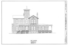 Italianate Victorian house, tower, porches, printed architectural drawings
