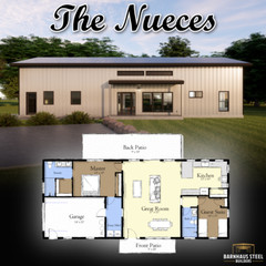 The Nueces Barndominium Plan – 2 Bedrooms / 2 Baths 1,543 SF Design Blueprints
