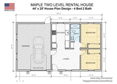 Maple two-level Duplex House Plan Design – 2200 SF – Modern Multifamily – Drawin