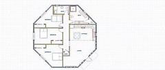 Octagon House Plans 1430 sq.ft. three bedrooms FREE SHIPPING