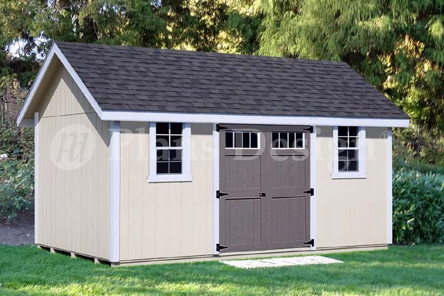 Backyard Storage Shed Plans 12′ x 16′ Gable Roof #D1216G, Material List Included