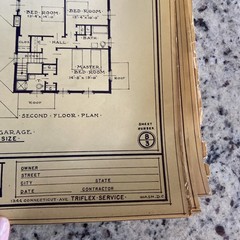 Vintage 1948 4 Square Home Plan Drawing Blueprint Triflex Service Washington DC