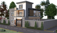Modern House Design with Front Elevation Architectural Dwg (35×45) 3d View