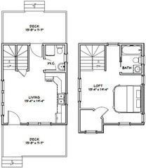 16×20 Tiny House — 586 sq ft — PDF FloorPlan — Model 9C