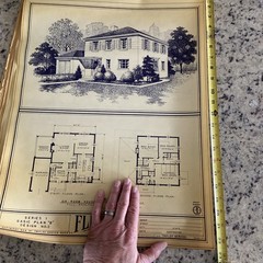 Vintage 1948 4 Square Home Plan Drawing Blueprint Triflex Service Washington DC