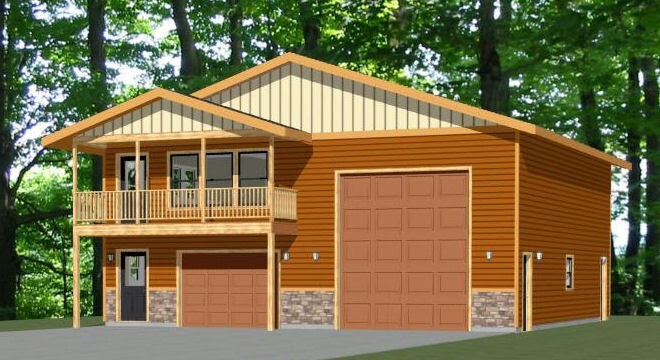 40×42 Apartment with 1-Car 1-RV Garage – PDF FloorPlan – 1,101 sqft – Model 4A