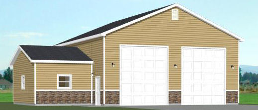 50×40 2-RV Garage — 1,776 sq ft — PDF Floor Plan — Model 1A