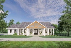 Cedar Springs Barndominium House Plan Design – Wood Entry Truss – Modern Spaciou