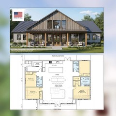 Ashwood Farmhouse Barndominium House Plan – 60×40, 2296 SF, 4 Bed 3 Bath – Moder
