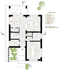 Modern House Plan Building Plans Blueprints 217m 2,336ft 3 bedroom 2.5bath CAD