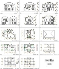 Custom House Plan 6×10.5 Meter 20×35 Feet 3 Beds 3 Baths Hip Roof (A4 Hard Copy)