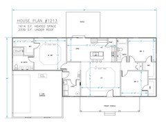 Ranch House Plans 1614 SF 3 Bed 2 Bath Split BR – Open Floor (Blueprints) #1213
