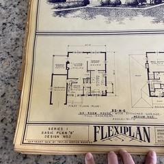 Vintage 1948 4 Square Home Plan Drawing Blueprint Triflex Service Washington DC