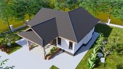 Cool Home Plans 11×14 Meters 36×46 Feet 3 Beds 2 Baths Gable Roof (A4 Hard Copy)