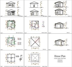 21×21 Feet One Bed 1 Bath House Plans 6.5×6.5 Meter Hip roof PDF (A4 Hard Copy)