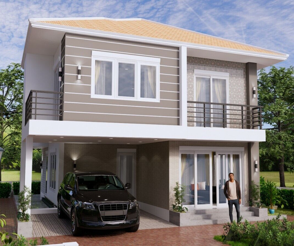28×36 Feet House Design Plans 8.5×11 Meter 4 Beds 3 Bath PDF Plan (A4 Hard Copy)
