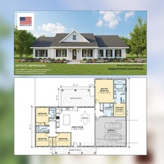Country Estate Farmhouse House Plan – 2305 SF, 4 Bed 3 Bath – Modern Open Floor