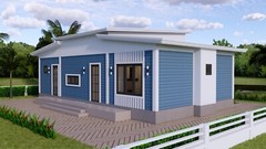 43×25 Feet House Plans 13×7.5 Meter 3 Beds 2 Baths Shed Roof PDF (A4 Hard Copy)