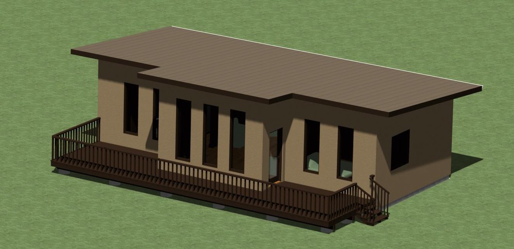 Modern Style House Building Plans Model 778 with one bedroom. FREE SHIPPING