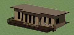 Modern Style House Building Plans Model 778 with one bedroom. FREE SHIPPING