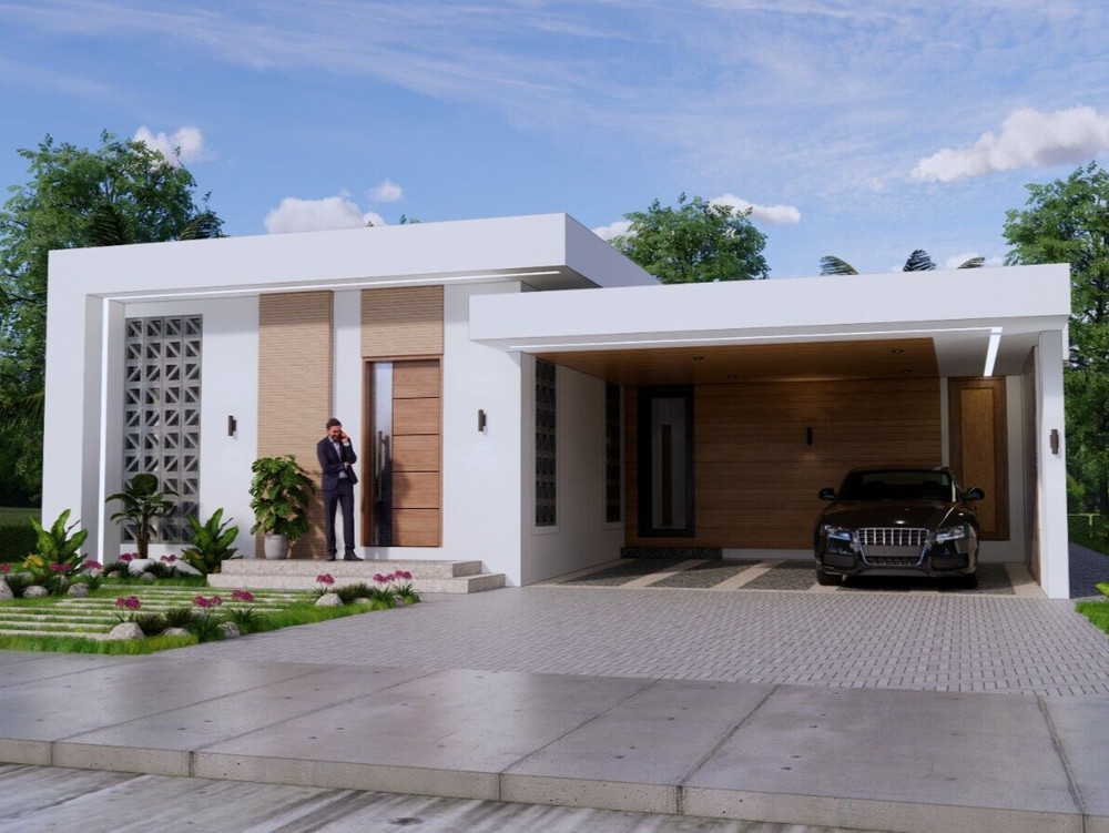 40×59 Feet House Plans 12×8 Meter 3 Beds 3 Baths Terrace Roof PDF (A4 Hard Copy)