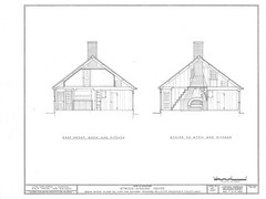 Cape Cod colonial house, 3 bedroom floor plan, architectural drawings & details