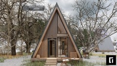 A-Frame House Cabin Plans -320SF- Blueprints – Modern, Bathroom and Loft